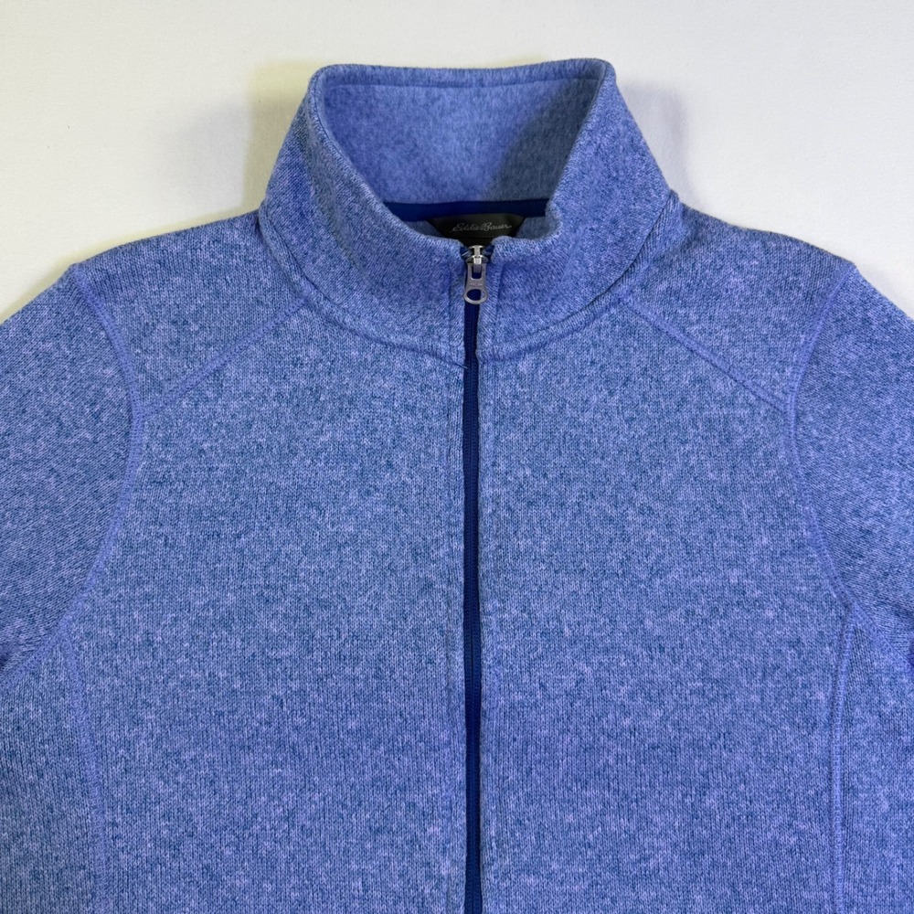 Eddie Bauer Womens Medium‎ M Blue Sweater Fleece Jacket Full Zip Periwinkle Marl - Picture 4 of 14